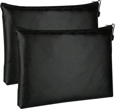 Produktbild von Famanu Dokumententasche feuerfest 29 x 20 cm, 2 Stück - Wasserfeste Tasche für Dokumente - Schwarz