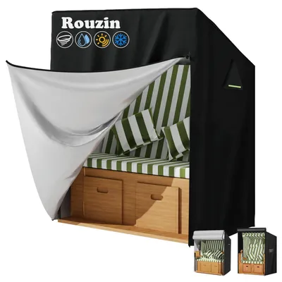 Productafbeelding van Beschermhoes voor strandstoel, 420D Oxford, 135x105x175/140 cm, zwart, winterbestendig, met rits, UV-bestendig