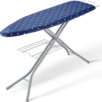 Produktbild von VEVOR žehliaca doska Naparovacia žehliaca doska 2 ks, naparovacia žehliaca doska s odkladacou plochou na žehličku, 4 vrstvy Skladacia žehliaca doska 1400 x 370 mm žehliaca plocha, 10 nastaviteľných výšok 640-970 mm Nosnosť 30 kg Modrá žehliaca doska
