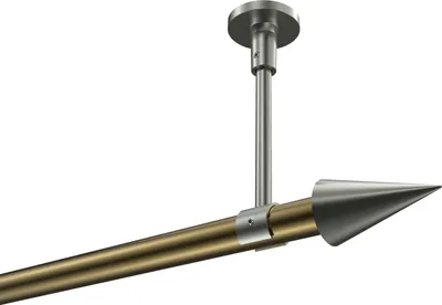 Produktbild von Interdeco Gardinenstange / Vorhangstange Messing Antik / Edelstahl-Optik, Typ Sonette Savio (Kegel) ohne Ringe, Deckenmontage, 20 mm Ø 1-läufig, 220 cm