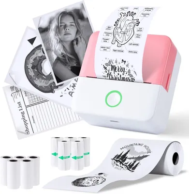 Produktbild von Fotodrucker mit 10 Rollen Druckerpapier,Bluetooth-Etikettendrucker,Thermodrucker für Notizen,Fotos,Tagebücher, Heimwerken,Kompatibel mit iOS & Android