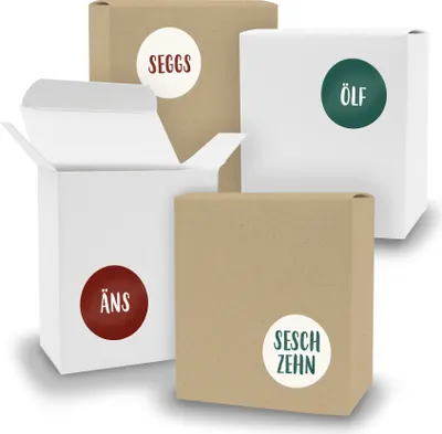 Produktbild von Adventskalender zum Füllen 24x Quader gemischt WEISS BRAUN + Sticker V09 Z27