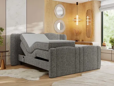 Produktbild von MKS MEBLE Boxspringbett mit motor FORTINA 200x200 cm elektrisch verstellbar 7-Zonen Multipocket Matratze Bettkasten Polsterbett - Grau Strukture - H4