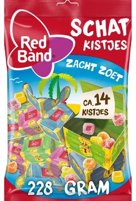 Produktbild von Red Band Schatkistjes Aussteilmix 228g – Bunte Fruchtgummi-Mischung, ideal zum Teilen