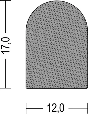 Produktbild von DP6-G EPDM Moosgummi Halbrundprofil D-Profil 12x17 mm Gummidichtung Türdichtung