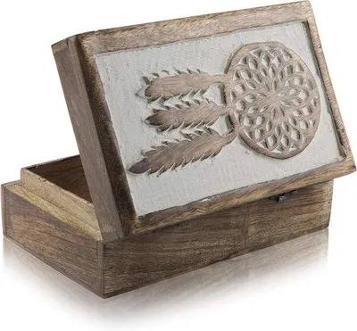 Produktbild von Famanu Dekorative Schmuckbox aus Holz - Aufbewahrungsbox für Schmuck und Erinnerungsstücke