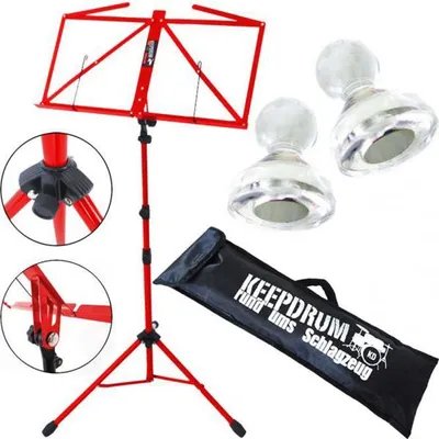 Zdjęcie produktu dla stojak na nuty keepdrum MUS3RD czerwony z 10 magnesami