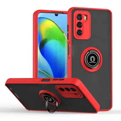Immagine prodotto di Custodia per ZTE Blade V40 Vita traslucida opaca in TPU con supporto ad anello e supporto Rosso