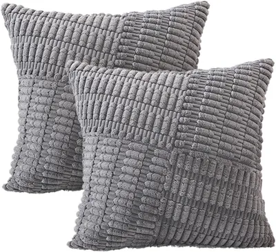 Produktbild von Kissenbezüge aus Cord für Dekokissen Dunkelgrau 2er-Set 45x45 cm