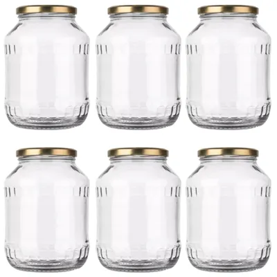 Produktbild von MIKONI Gurkenglas 2,5 L | 6 STÜCK | Gold Deckel | Einweckgläser, Einmachgläser, Vorratsgläser, 2500ml, Einmachglas, Sturzgläser, Gurkengläser