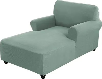 Obrázek produktu pro Chaise Longue Cover Stretch Chaise Longue Slipcover pro obývací pokoj Chaise Longue s dvojitým ramenem Chaise Longue Cover, šedozelený
