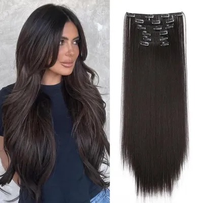 Immagine prodotto di Clip-in, extension per capelli lisci, 6 pezzi, 65 cm, marrone scuro
