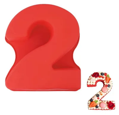 Image de Moule en silicone pour gâteau, forme numéro 2, grand, rouge, antiadhésif, réutilisable