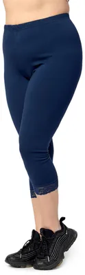 Image de Merry Style - Leggings capri 3/4 pour femmes, grandes tailles, avec dentelle en coton MS10-458 (bleu marine, 4XL)