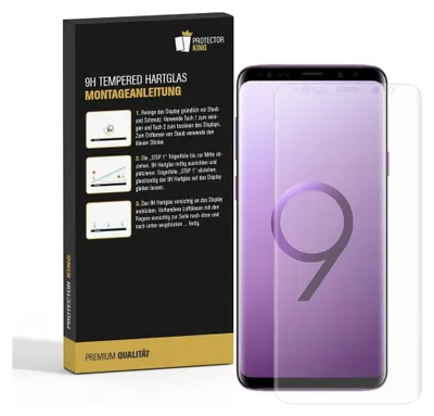 Produktbild von 1x 9H Hartglas für Samsung Galaxy S9 Plus FULL CURVED Displayschutz Panzerfolie KLAR Schutzglas Panzerglas Schutzfolie Displayglas Glasfolie Echtes Glas