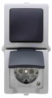 Produktbild von Kopp 138556008, Typ F, CEE 7/4, Schwarz, Grau, Thermoplast, IP44, 250 V