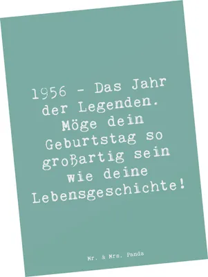 Produktbild von Mr. & Mrs. Panda Postkarte Spruch 1956 Geburtstag - Meeresbrise - Geschenk, Erinnerung, handgefertigt, Designkarte, Ansichtskarten, Postkarten, Alter, Feier, Familie