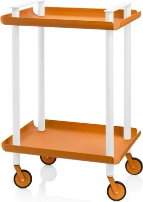 Produktbild von DON HIERRO - Servierwagen, Rollregal mit 2 Ebenen, Metall, weißer Rahmen, LEKY