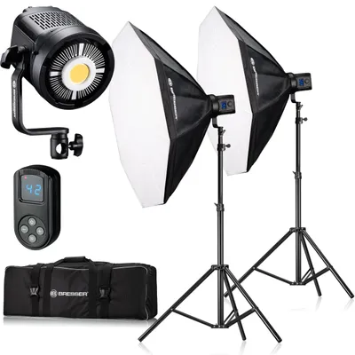 Imagen del producto de Bresser - F004543 - Kit de luz LED COB de 80W, modelo BR-80SL, con dos softboxes