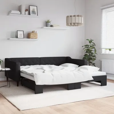 Image de Maison Exclusive - Canapé-lit convertible noir 100 x 200 cm en tissu