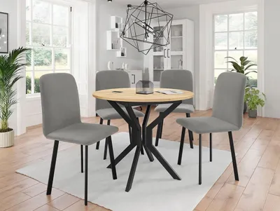 Obrázek produktu pro Malý kulatý jídelní stůl 90 cm DIAMENT 1 - dub kraft zlatý / černý