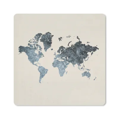 Produktbild von MuchoWow® Mauspad Mousepad Weltkarte - Grau - Silber 30x30 cm - Mousepads - Maus Mat - Pad - Mausunterlage - Gaming