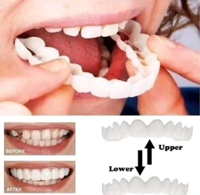 Produktbild von 5 PAARE Von Simulation Der Oberen Und Unteren Zähne Zahnweiß-Sets Zwei Generationen Von Silikon-Simulation Von Zahnprothesen-Sets Snap on Smile