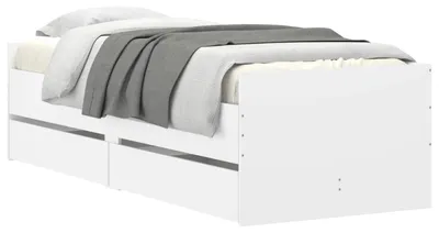 Image de vidaXL Sommier avec rangement Blanc 80 x 200 cm Panneau de particules