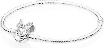Produktbild von Pandora Disney Pavé Minnie Maus-Kugelverschluss Schlangen-Gliederarmband 597770CZ Damenarmband, Armbandumfang:17cm