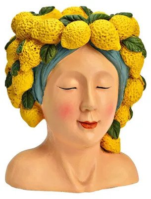 Produktbild von Blumentopf/Vase Frauenkopf - Zitronen Madchen - rot - Keramik - 22 x 28 x 21 cm