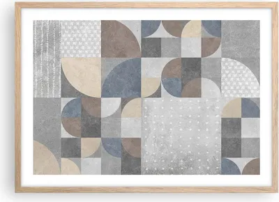 Produktbild von Gerahmtes Poster - Rahmen in heller Eiche - Geometrie Kunst Stein - 70x50 cm - Wand Bild - Wanddeko - Wandbilder - Kunstposter - Wandposter - Bilderrahmen - Bilder - Kunstdruck - P2NAA70x50-4621