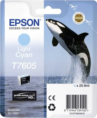 Immagine prodotto di Epson T7605 - 26 ml - ciano chiaro - Originale - confezione blister - cartuccia d'inchiostro