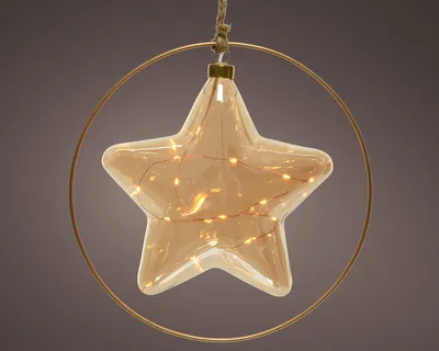 Produktbild von Gilde 15 LED Hängestern "Bright" Glas goldfarben 99312