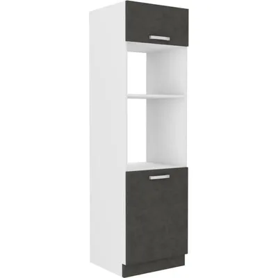 Image de Armoire colonne avec 2 portes battantes - Gris - 60 x 57 x 210 cm - LASSEN