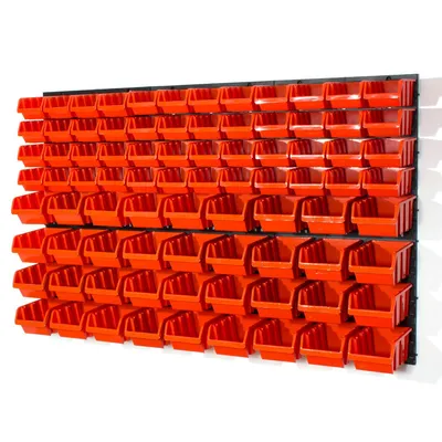 Image de 84 bacs gerbables avec étagère murale 120 x 80 cm | étagère murale de stockage