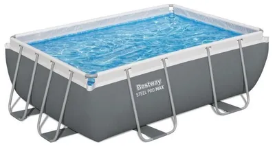 Produktbild von BESTWAY Steel Pro Max Stahlrahmen Pool rechteckig 282 x 196 x 84 cm, grau – Tritech Folie, Kartuschenfilter 1.249 l/h