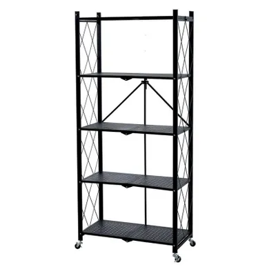 Produktbild von Lagerregal, MagicHome, Metall, faltbar, auf Rollen, 5 Böden, schwarz, max. 250 kg, 72x34x163 cm