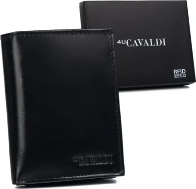 Obrázek produktu pro 4U CAVALDI Pánská peněženka z přírodní kůže černá RFID 12,5 cm