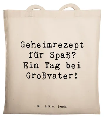 Produktbild von Mr. & Mrs. Panda Tote Bag Spruch Tag bei Großvater - Transparent - Geschenk, Spaß, Familie, Abenteuer, Laptoptasche, Enkel, Tragetasche, Jutebeutel, Tasche, für