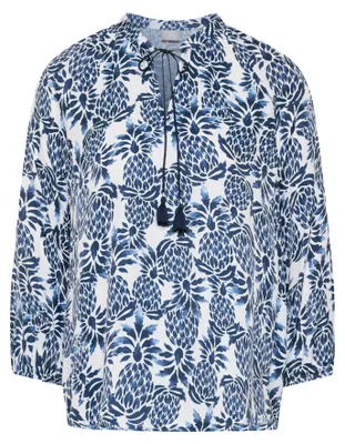 Produktbild von Rabe Viskose Bluse Pazifik, Größe 48, Stehkragen mit Bindeband, 3/4-Ärmel