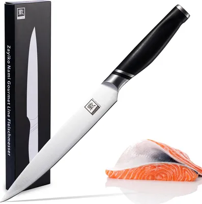 Produktbild von Zayiko Fleischmesser 20,50 cm Klinge I Scharfes Küchenmesser und Profi Kochmesser aus deutschem Stahl mit ABS Griff und Geschenkbox Serie Zayiko NAMI