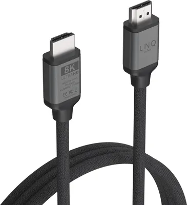Produktbild von LINQ Connects 8K/60Hz HDMI an HDMI, Ultra HDMI -, Pro -Kabel 2M, für 8K -Display/TV, HDMI 2.1A, 8K/60 Hz oder 4K/120 Hz, 48 Gbit/s, männlich, grau