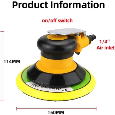 Produktbild von Pneumatischer Exzenterschleifer und Polierer - 15 cm - Handgerät - Für Autolack, Holz und Nichteisenmetalle