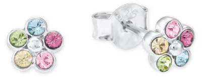 Produktbild von AMOR - Kinder Ohrringe 925 Silber - mit Kristallglas - Blumen Ohrstecker - AMR-E
