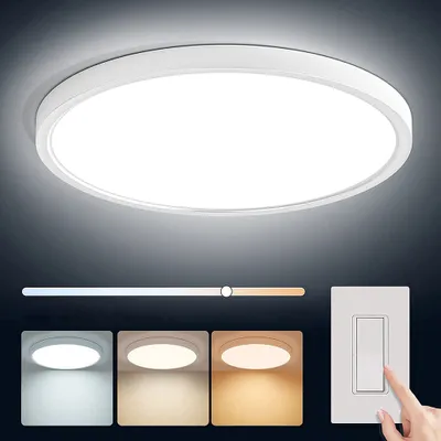Produktbild von 24W LED Deckenleuchte Rund Farbwechsel ,Deckenlampe 3 Lichtfarben Memory Funktion,Lichtpaneel Schlafzimmer Wohnzimmer Büro Küche,φ23cm weiß