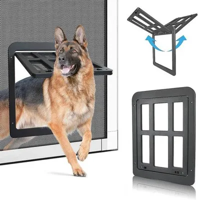 Obrázek produktu pro Záclonka na dveře s moskytiérou – záclonka proti psům a kočkám s magnety – snadná montáž – černá, 34 x 44 cm