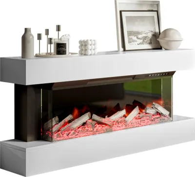 Produktbild von MIRJAN24 Kommode Kioto mit kamin, Realistische LED-Flamme (Farbe: Weiß)