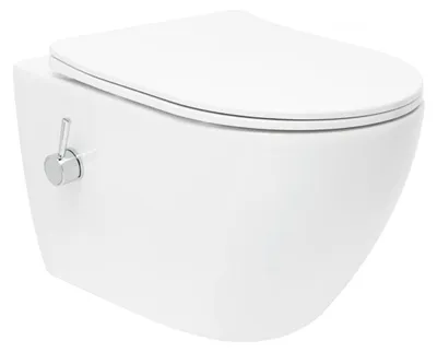 Obrázek produktu pro Nástěnné WC SAT Fusion s bidetem a vířivým splachováním, včetně sedátka s pomalým sklápěním a montážní sady, bílé
