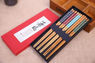 Produktbild von Fine Asianliving Chopsticks Set/5 Giftbox Coloured Flowers