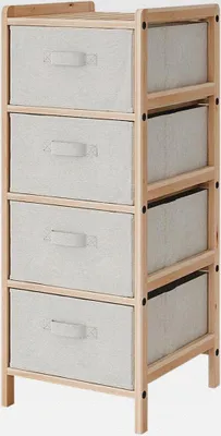 Produktbild von Kommode Bruno, Beige, 34.5 x 86 cm mit 4 Stoffschubladen